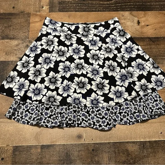 Kate Spade Hollyhock Double Layer Silk Floral Skirt - Picture 3 of 6